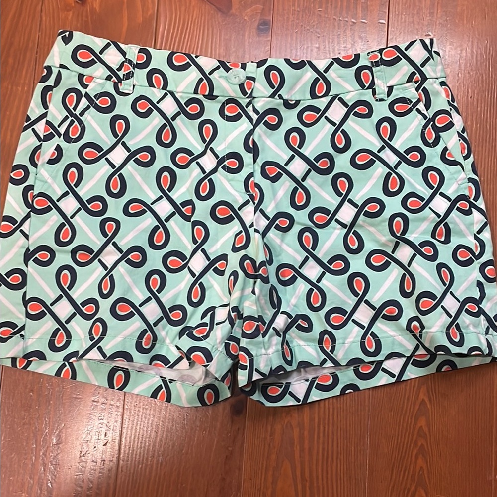Crown & Ivy Green and Red Bermudas with Geometric Flair